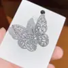 Venda quente transfronteiriça anel borboleta com zircônia colorida incrustada em cobre abertura tamanho ajustável estilo ins joias fofas atacado
