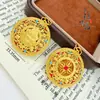 Tienda de Oro Mismo Estilo Chapado en Oro Esmalte Brújula de los Ocho Tesoros Amarillo Dios de la Riqueza Colgante Nuevo Estilo Chino Vajra Colgante de Brújula de los Ocho Tesoros