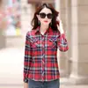 Jiang Yixuan 2025 Primavera Algodón Camisa Casual para Mujer Algodón Coreano Manga Larga Camisa de Cuadros para Mujer Venta al por Mayor