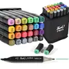 Comércio Exterior Atacado Caneta Marcadora Ponta Dupla Álcool Oleoso Caneta de Pintura Conjunto Colorido Caneta de Aquarela Infantil Caneta Marcadora de Pintura