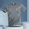 Camiseta Esportiva Masculina Secagem Rápida Manga Curta Verão 2026 Nova Malha Fitness Corrida Top Casual Roupa Masculina Tendência