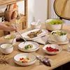 Juego de Cuenco y Plato de Color Bajo Esmalte para Uso Doméstico, Nuevo Vajilla de Cerámica 2026, Cuenco para Arroz, Plato para Arroz, Palillos, Juego Sencillo de Cuenco y Palillos para Regalo de Inauguración