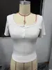 2025 Europeu e Americano Transfronteiriço Amazon Novo Outono e Inverno Renda Botão Decote V Moda Slim Tops de Manga Comprida para Mulheres