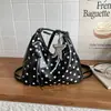 Bolsa de Tote Estilo Coreano Retro Literario de Lunares Estilo Universitario para Mujer 2026 Verano Nuevo Doble Hombro Gran Capacidad Bolso de Hombro Único