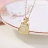 Pingente Yiluyin Prata de Lei S925 Banhado a Ouro Jade Hetian Ágata Vermelha do Sul Cavalo do Zodíaco para o Ano do Cavalo e Ano Novo