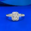 Joias Mu Jing Novo Anel Retangular de Diamante S925 Prata Zircônia Anel de Moda de Alto Padrão para Mulheres Ao Vivo Quente
