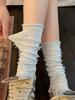 Meias Cinzas para Mulheres, Meias Longas de Algodão Puro Finas de Verão, Meias para Panturrilha Estilo JK, Estilo Ballet, Meias Slouch Doces com Laço para Verão