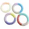 Diadema de color gel para el pelo tipo cable de teléfono, combinación de colores, cuerda para atar el pelo, alta elasticidad, cuerda para la cabeza de tres colores, cubierta de cuero, goma para coleta, accesorio para el pelo