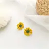 Pendientes de flor de pétalo de margarita de Corea del Sur para mujer, aguja de plata s925, simples, frescos, de temperamento, pendientes pequeños, joyería para la oreja, moda