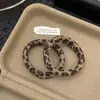 Elástico de Cabelo Estampado de Leopardo Estilo Ins Retrô Coreano para Mulheres, Elástico para Rabo de Cavalo, Corda para Coque, Novo Modelo Durável para Adultos