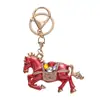 Nuevo Llavero de Caballo del Zodiaco Estéreo Pintura al Óleo Incrustada de Diamantes Estilo Chino Colgante para Bolsos de Hombre y Mujer de Metal Lindo