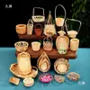 Cesta de Bambú Hecha a Mano, Bandeja de Té para el Hogar, Cesta de Frutas, Bandeja para Pasteles, Cesta Pequeña de Bambú Creativa, Cesta de Bambú para Bodas