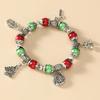 Pulseira europeia e americana artesanal de Natal com contas de prata tibetana, pulseira de metal retrô fofa de boneco de neve, joias por atacado