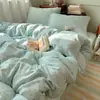 Juego de Cuatro Piezas de Ropa de Cama Fresca de Seda Hielo para Verano, Sábana Plana, Funda de Edredón, Sábana Ajustable, Juego de Tres Piezas para Dormitorio de Estudiante, Nuevo Modelo 2026