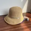 Chapéu de Pescador Estilo Hepburn com Linha de Cor Contrastante e Aba Enrolada para Mulheres Verão Versátil Casual Chapéu de Palha com Proteção Solar Chapéu Bacia para Uso Externo Tendência