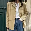 Chaqueta de ante de manga larga, holgada, de longitud media, casual y a la moda, de alta calidad para mujer, de Dongdaemun, Corea