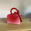 Caixa de doces vermelha rosa, caixa de doces em relevo, bolsa de doces de casamento portátil, presente simples, caixa de doces rosa rosa