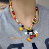 Diseño de Nicho Collar de Mickey Hamburguesa Collar Americano Mickey Mouse de Dibujos Animados Cadena para Clavícula con Cuentas Dopamina Accesorios para Mujer
