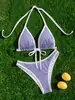 Traje de Baño Bikini Sexy de Rayas Nuevo Transfronterizo Conjunto de Tres Piezas