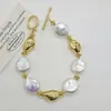 Pulseira de Pérolas de Zhuji 12-13mm Pérolas Naturais de Água Doce Irregulares Botão Barroco Tendência de Nicho Estilo Luxo Leve