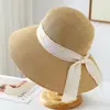 Nuevo Sombrero de Paja de Ala Ancha con Lazo Simple de Gama Alta de Verano para Mujer Playa Costa Vacaciones Protección Solar Sombrero para la Sombra