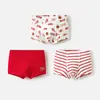 Calzoncillos tipo bóxer de algodón para niño Balabala Rojos Pantalones Cortos Infantiles para el Año del Dragón Estilo Año Nuevo Paquete de Tres