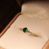 Nuevo anillo abierto retro de Esmeralda con incrustaciones Anillo de Esmeralda con diamante de torre de azúcar para mujer exquisito