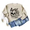 Estação independente Amazon wish caveira borboleta rosa, moda europeia e americana camisa de manga comprida feminina novo suéter atacado