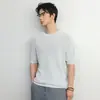 Ot Camiseta Masculina de Verão Nova Malha Manga Curta Tendência Old Money Cool Solta Respirável Top Estilo Retrô Americano