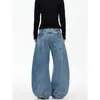 Jeans rectos de tiro alto en color retro lavado para mujer, versátiles para primavera y otoño, holgados, adelgazantes, con buena caída, pantalones de pierna ancha hasta el suelo