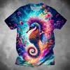 2025 Nueva Camiseta de Manga Corta de Moda Versátil de Alta Calidad con Estampado de Animales para Hombre, Exportación Europea y Americana Casual