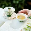 Conjunto de Chá Portátil Chunjian Qilan Pintado de Ouro de Fábrica Cerâmica para Uma Pessoa Copo Rápido Conjunto para Preparo de Chá ao Ar Livre