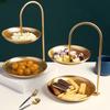 Prato de Doces de Camada Dupla, Recepção de Alto Padrão, Multicamadas, Aparência Sofisticada, Estilo de Luxo Acessível, Para Sala de Estar, Prato de Frutas, Bandeja de Lanches
