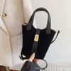 Bolso de Mano de Cuero Gamuzado Tipo Cubo para Mujer 2026 Nuevo Retro Versátil Bolso Cruzado de Moda Popular Bolso Pequeño para Viajes
