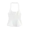 Ropa Europea y Americana al por mayor transfronteriza 2025 Verano Nuevo Ajuste Delgado Diseño de Lazo Cuello Halter Top de Tirantes