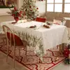 Toalha de Mesa Vermelha Transfronteiriça de Natal Impermeável Atmosfera Floco de Neve Pinheiro Estampa Jogo Americano Pano Decorativo Toalha de Mesa de Ano Novo