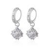 Nuevos pendientes de cubo de flor estilo coreano con incrustaciones de diamantes ventana de amor pendientes de cubo moda simple joyería de oído de cristal venta al por mayor