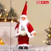 Decoraciones Navideñas Figura de Plástico de Anciano de Pie de 12 Pulgadas Adorno Creativo de Anciano con Mochila Regalo