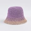 Sombrero de Pescador Hueco de Verano para Mujer Transpirable Delgado Protector Solar Sombrero Parasol Moda Sombrero de Cubo de Paja Sombrero para el Sol