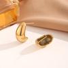 Aretes de Acero de Titanio Estilo K Europeo y Americano Aretes Retro Estilo Hong Kong para Mujer Aretes de Aro Geométricos Lisos de Alta Gama Versátiles Exagerados