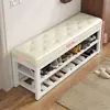 Banqueta para zapatos en la entrada, se puede sentar en ella, simple, almacenamiento de múltiples niveles, zapatero, hierro forjado, acolchado suave, taburete multi-funcional para cambiarse los zapatos, metal, otros
