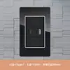 Tomada de Parede 3 Posições Painel Embutido Tipo 118 Vidro Preto Padrão Brasileiro 20A com Porta USB + Tipo C
