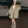 Trench Coat Médio para Meninas 2026 Nova Chegada de Outono Tamanho Médio a Grande Infantil Casaco com Capuz Color Block Roupas de Outono para Crianças Cardigã