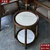 Mesa de Café Mahjong de Gama Alta con Forma de Abanico para Hotel Madera Maciza Placa de Roca Pequeño Estante de Almacenamiento Sala de Ajedrez y Cartas Estante para Agua de Té Especial para Casa de Té Antiescaldado