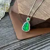 Collar de Cadena para Clavícula de Plata S925 con Colgante de Calcedonia Blanca de Alta Calidad en Forma de Calabaza Incrustado con Ágata de Color Jade para Mujeres, Cadena de Moda Ligera de Lujo para Socialité
