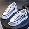 Velcro Couro Genuíno Malha Respirável 2026 Novos Sapatos Casuais de Moda de Verão Sapatos Versáteis Planos Respiráveis Salto Alto Feminino