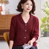 Chaqueta cárdigan de punto de otoño para mujer, nuevo y elegante estilo primavera y otoño 2026, suéter de punto trenzado con cuello para mujeres de mediana edad y mayores