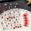 Adesivos de Unha Artística Coração com Rosa Vermelha com Suporte Adesivo, Decorações de Adesivos de Unha DIY Atmosfera de Dia dos Namorados Estilo Dh