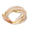 Estilo Lujo Ligero Francés Pulsera Abierta de Perlas Multicapa Incrustada con Diamantes Joyería de Mano de Moda de Gama Alta de Nicho Barroco para Mujeres