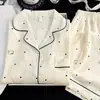Pijama de Algodón Nube de Manga Larga y Pantalón Largo para Niñas, Lindo y Dulce, Dibujos Animados, Conjunto de Ropa para Casa